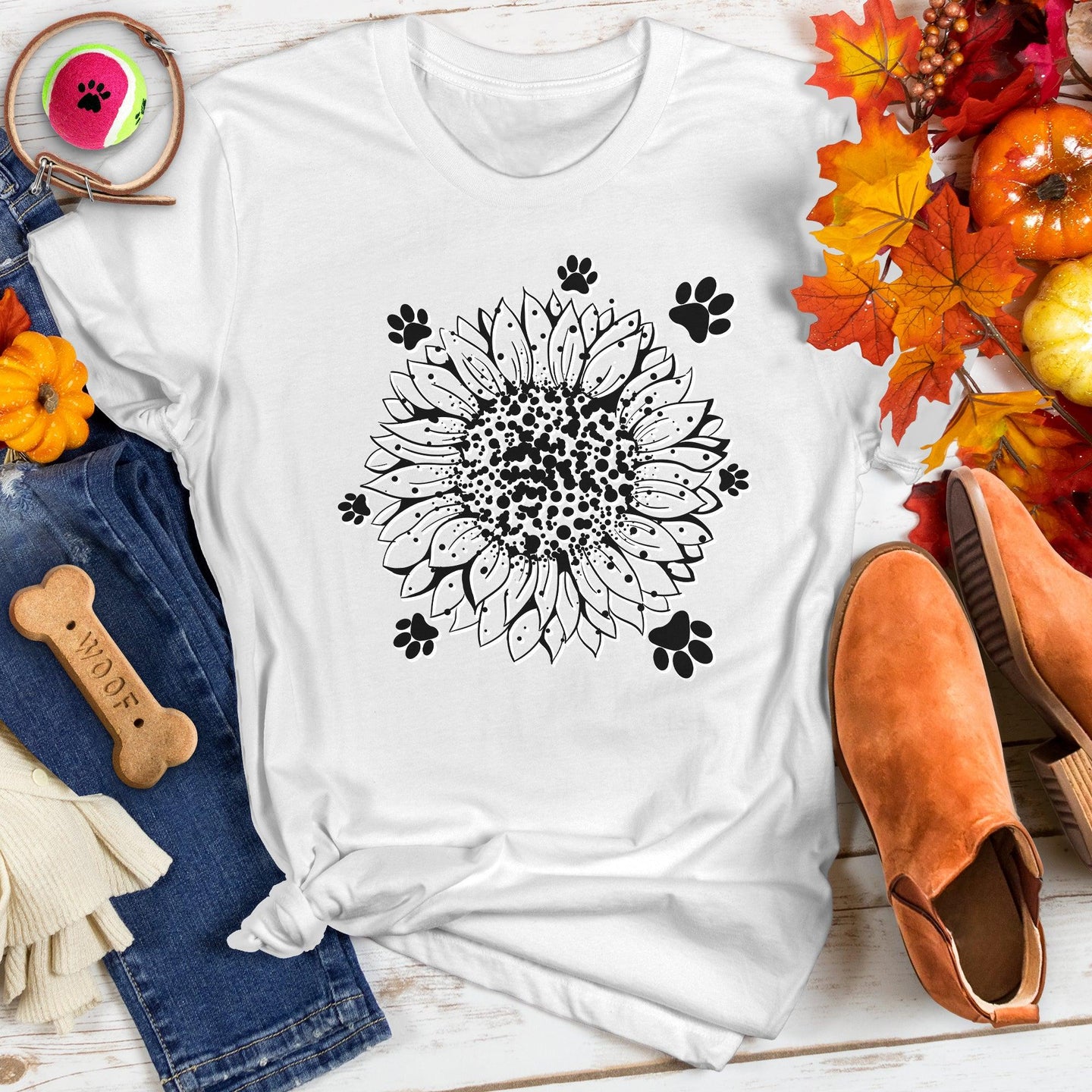 Blooming Sunflower Paws Tee