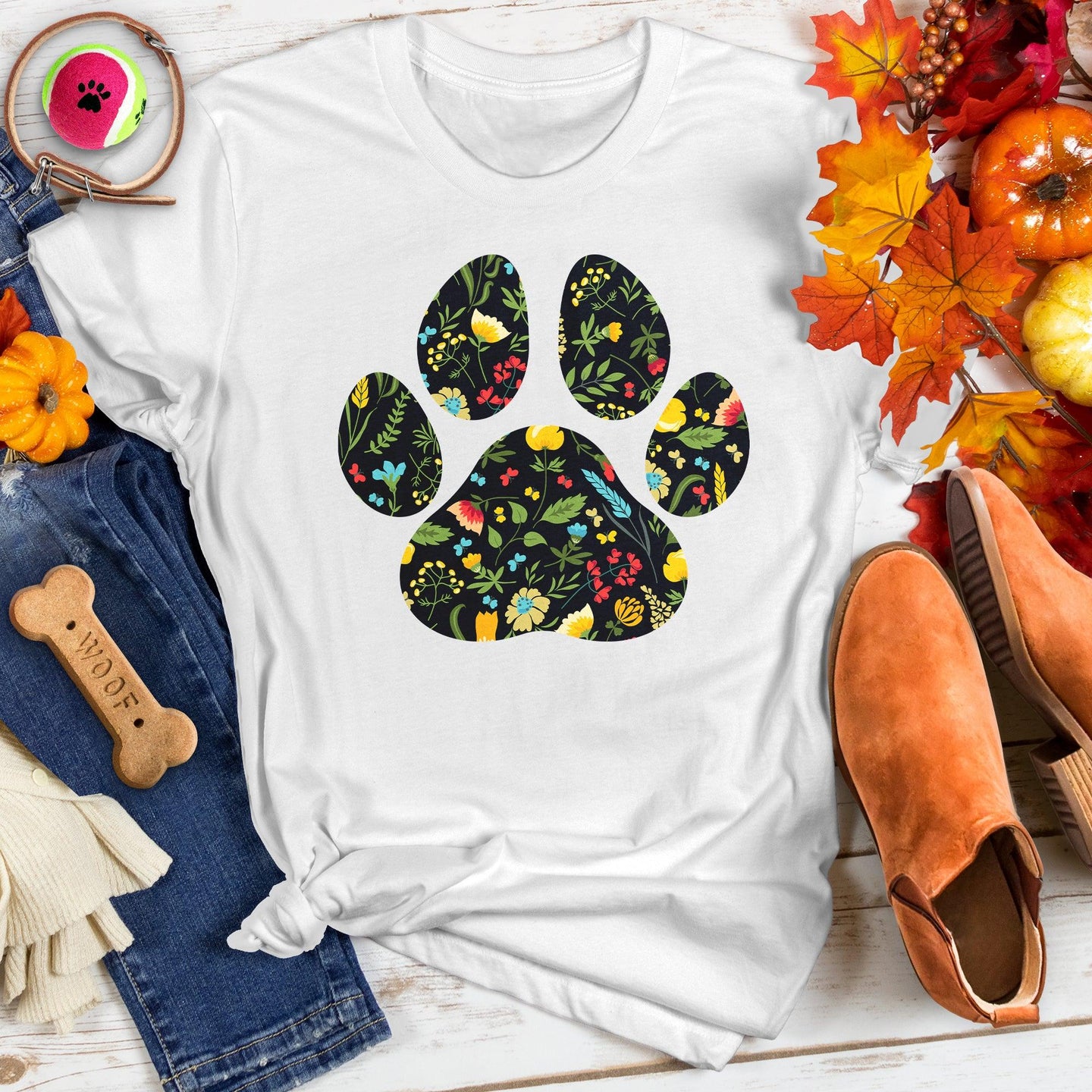 Floral Paw Print Tee