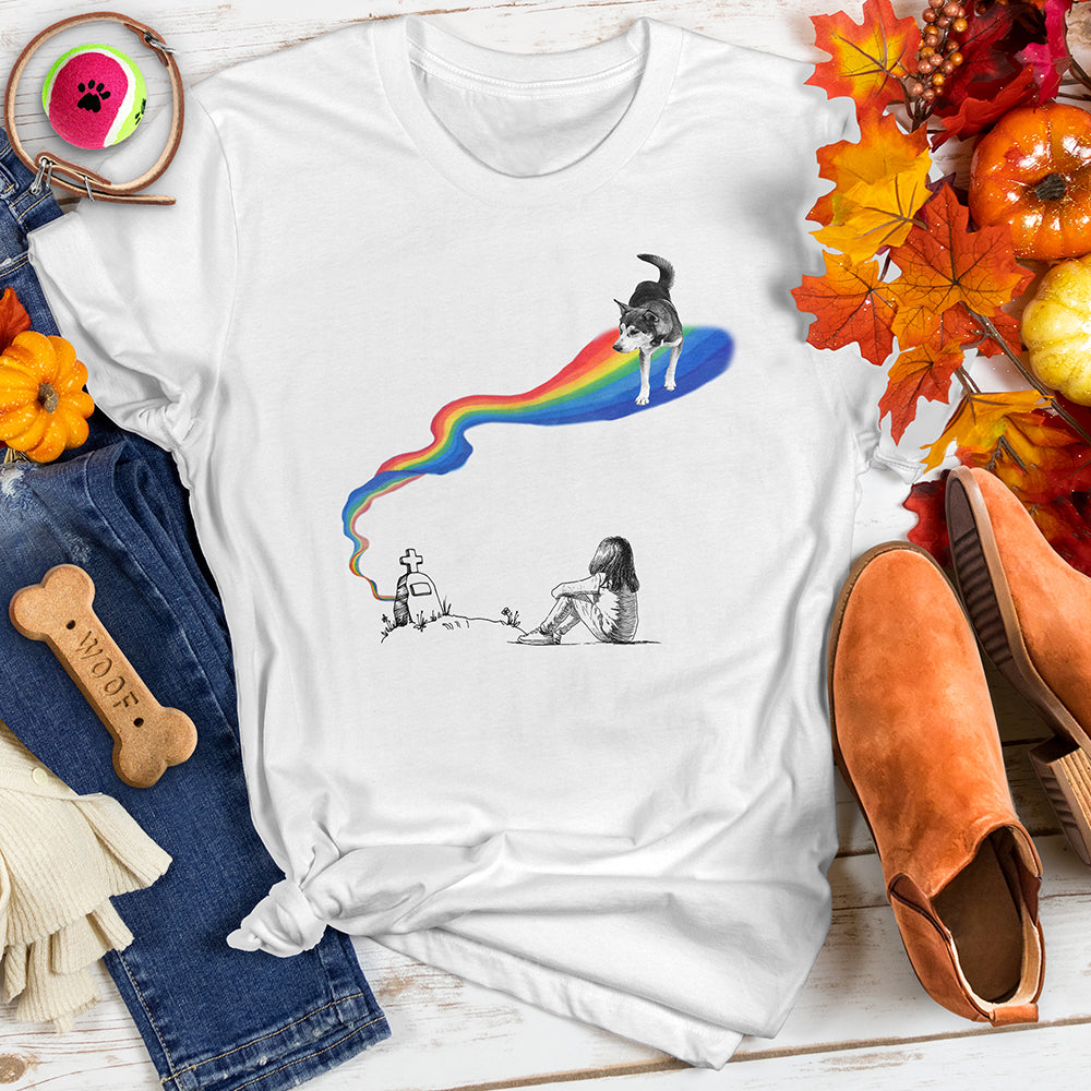 Dog Walking on a Rainbow Tee