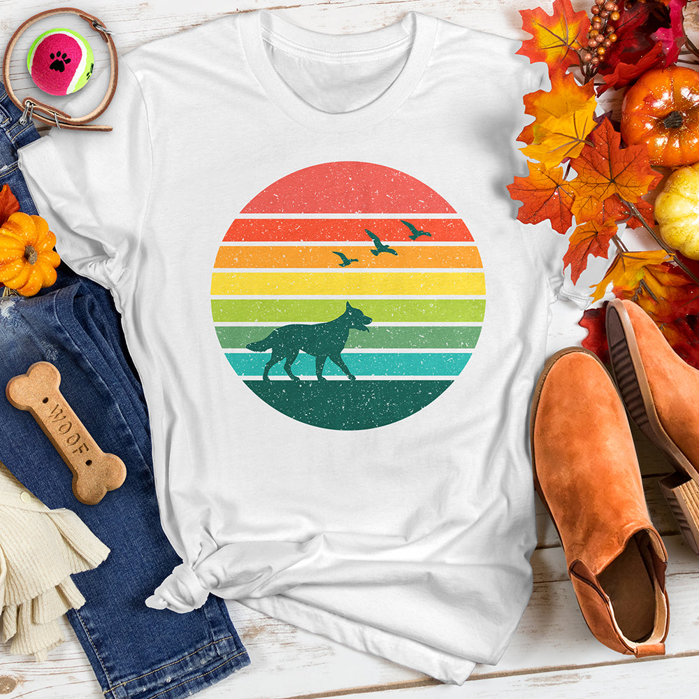 Sunset Dog and Birds Tee