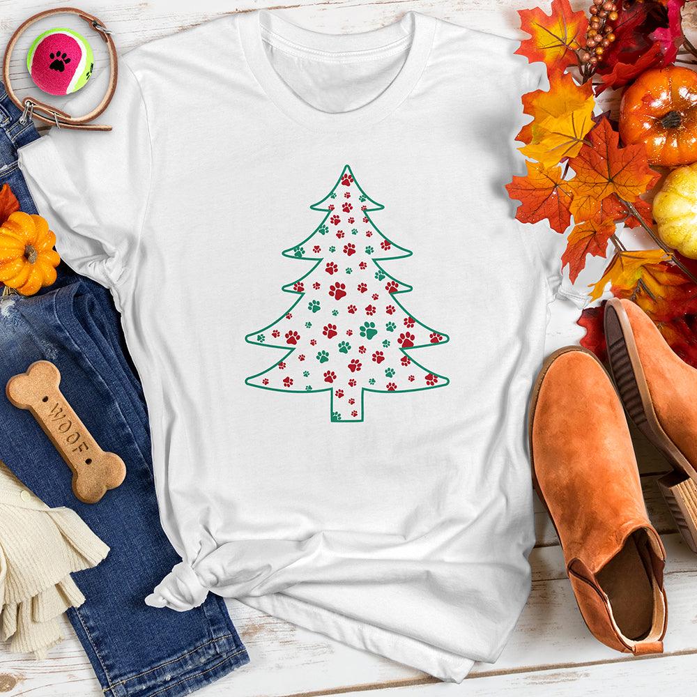 Christmas Tree Paw Print Tee
