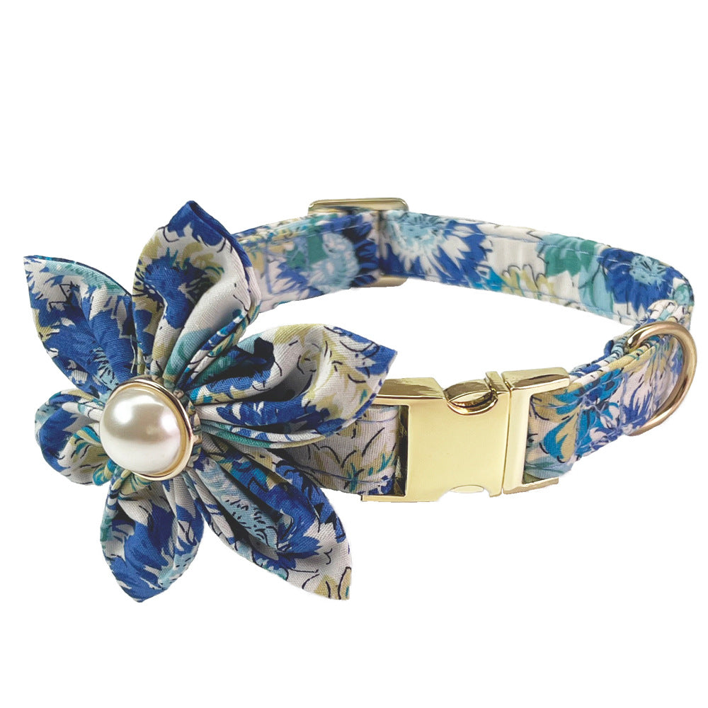 Pearl Flower Patterned Collar & Leash