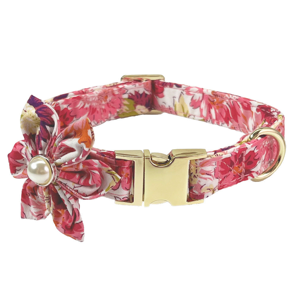 Pearl Flower Patterned Collar & Leash