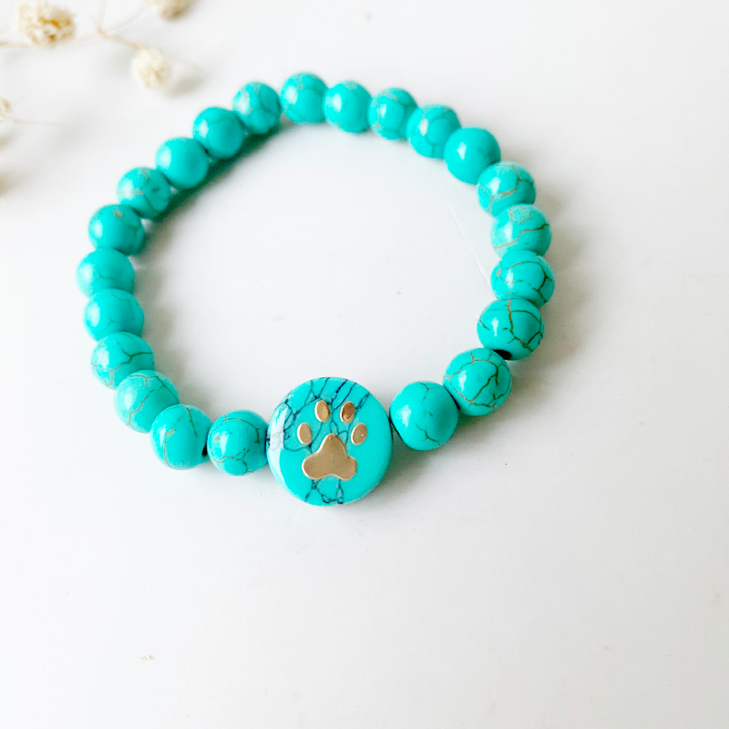 Turquoise Beaded Paw Bracelet